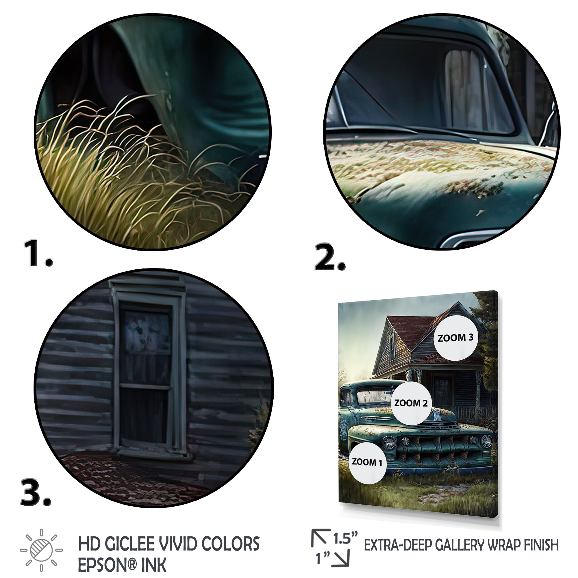 Designart Old American Truck In Barn II Canvas Wall Art