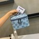 thumbnail image 5 of Neceser retro con doble cremallera para viajes, artículos de tocador, Bolsas de maquillaje (flor azul) Likrtyny Para Estrenar, 5 of 9