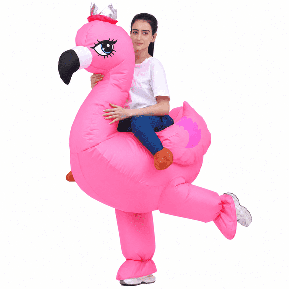 Inflatable Flamingo Costume for Adults, Funny Ride on Pink Flamingo Suit for Men Women, Halloween Party Cosplay Outfit