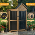 thumbnail image 6 of Outdoor Storage Cabinet with Rooftop Compartment, Lockable Doors & Adjustable Shelves, Weatherproof Garden Tool Organizer for Patio Garage, 6 of 8