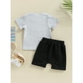 thumbnail image 4 of Mialoley Toddler Boys Summer Outfit Sets Short Sleeve O Neck Tops + Solid Color Drawstring Shorts, 4 of 9