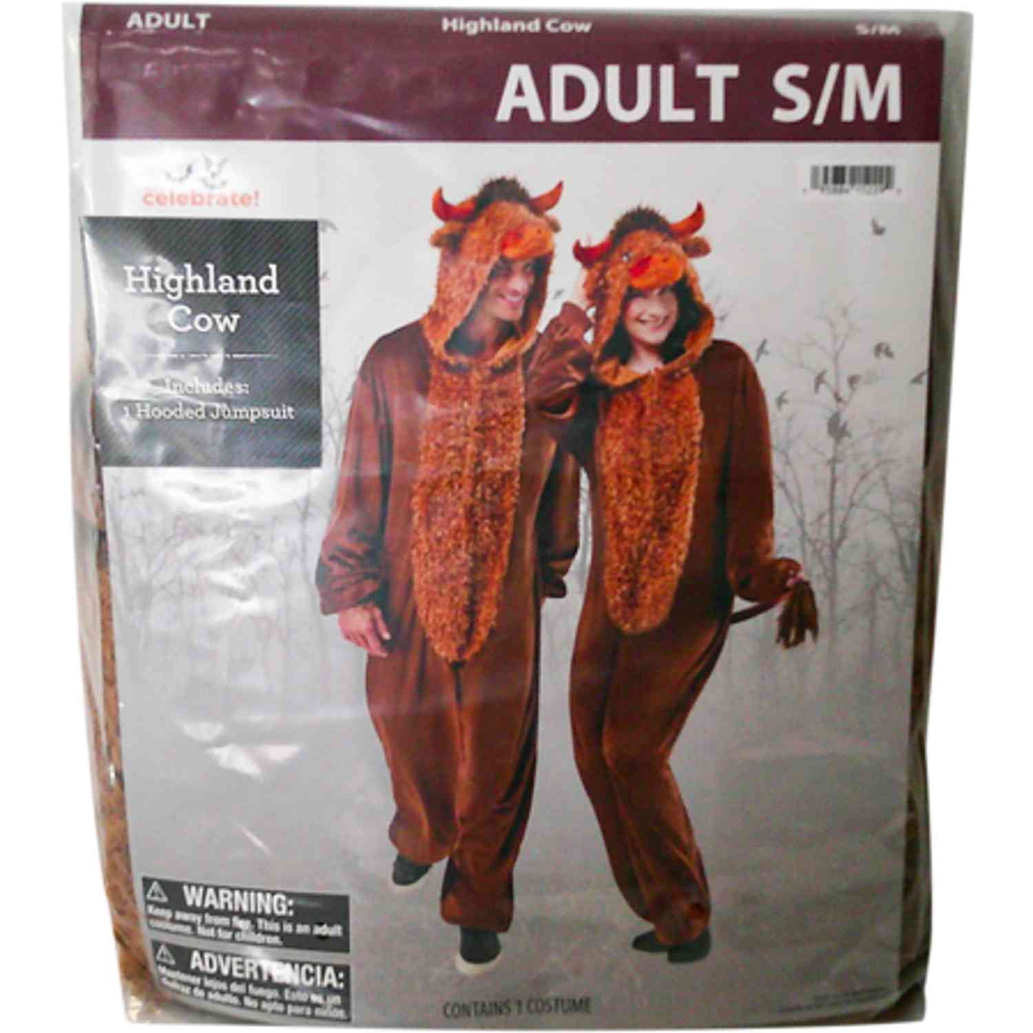 Highland Cow Jumpsuit Halloween Costume for Adults, Unisex Adult Size S (28/34), by Way to Celebrate