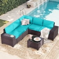 thumbnail image 3 of ALAULM 6 Pieces Patio Conversation Set, Outdoor Sectional PE Rattan Wicker Furniture Seat,Blue, 3 of 8