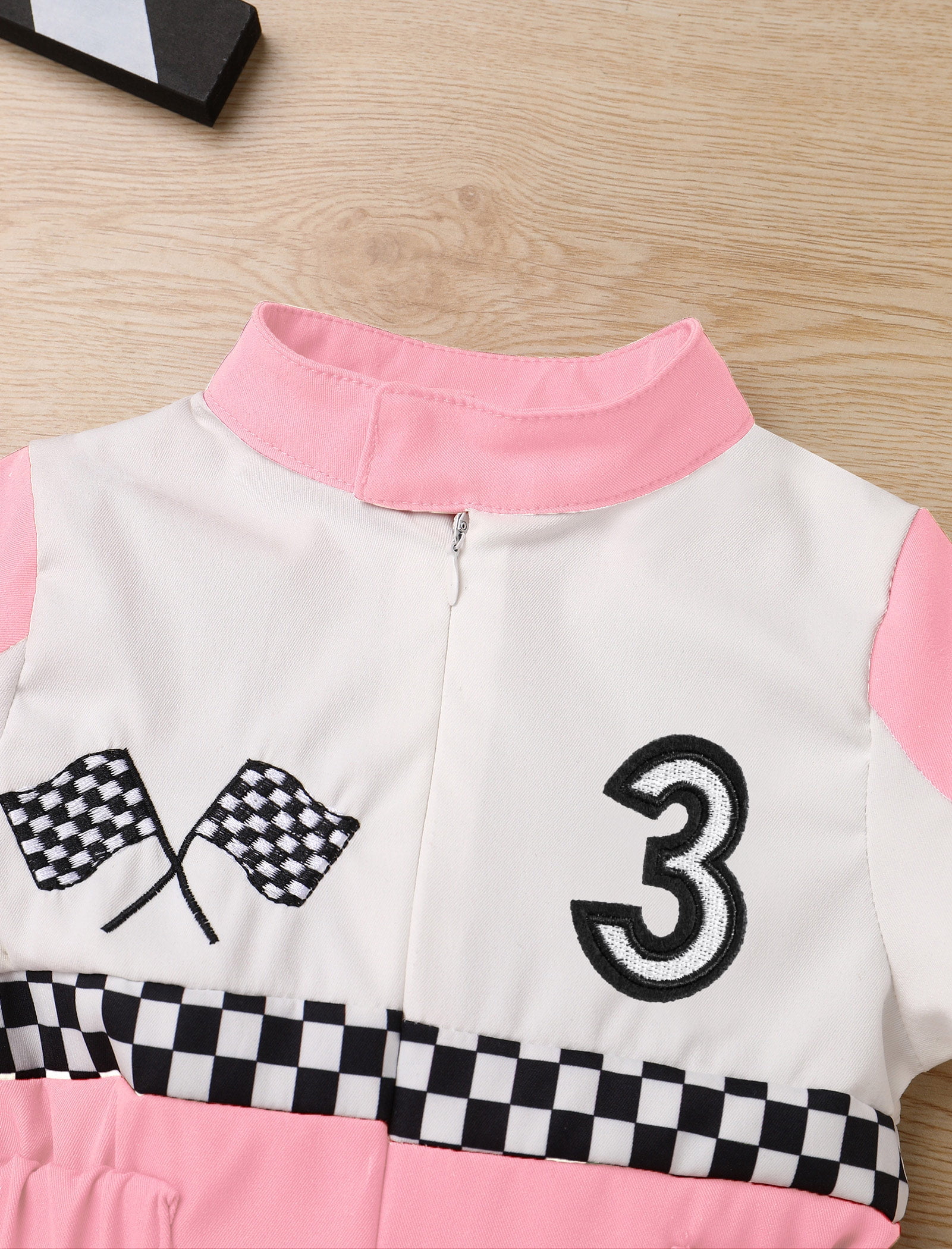 IDOPIP Baby Race Car Driver Outfit Boys Girls 1st 2nd 3rd 4th Birthday Cake Smash Photoshoot Clothes Short Sleeve Racer Romper 2-3Years Pink