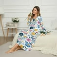 thumbnail image 3 of DISNIMO Women's Long Sleeve Nightgown Floral Print Full Length Sleepwear Long Pajama Dress V Neck Night Gowns Comfy Breathable Sleep Shirts, XL, 3 of 8