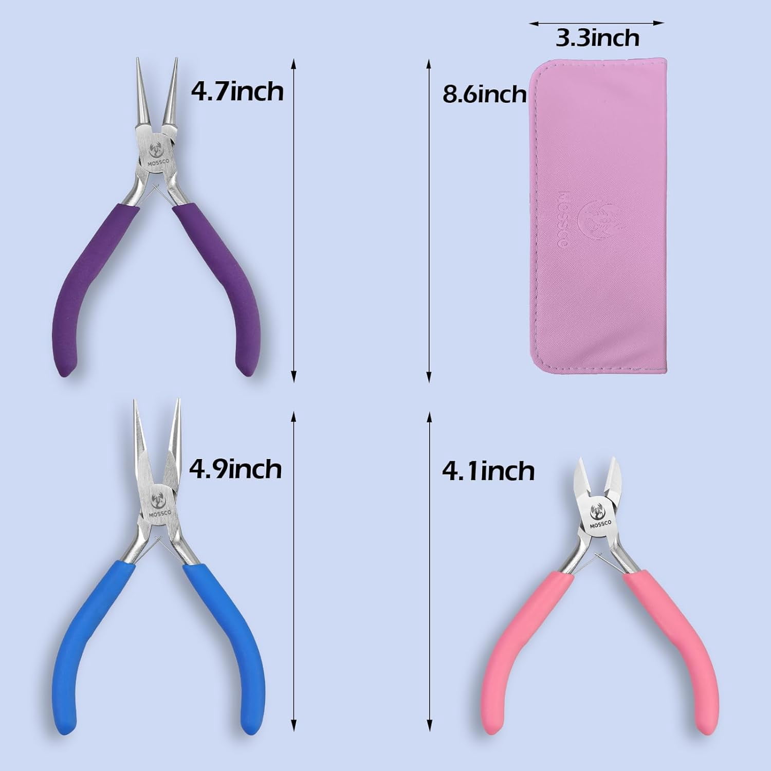 Jewelry Pliers Set, 3Pcs Jewelry Making Tools Kit - Round Nose, Needle Nose and Wire Cutters for Jewelry Making, Beading, Wire Wrapping, DIY Crafts and Jewelry Repair with Carrying Pouch