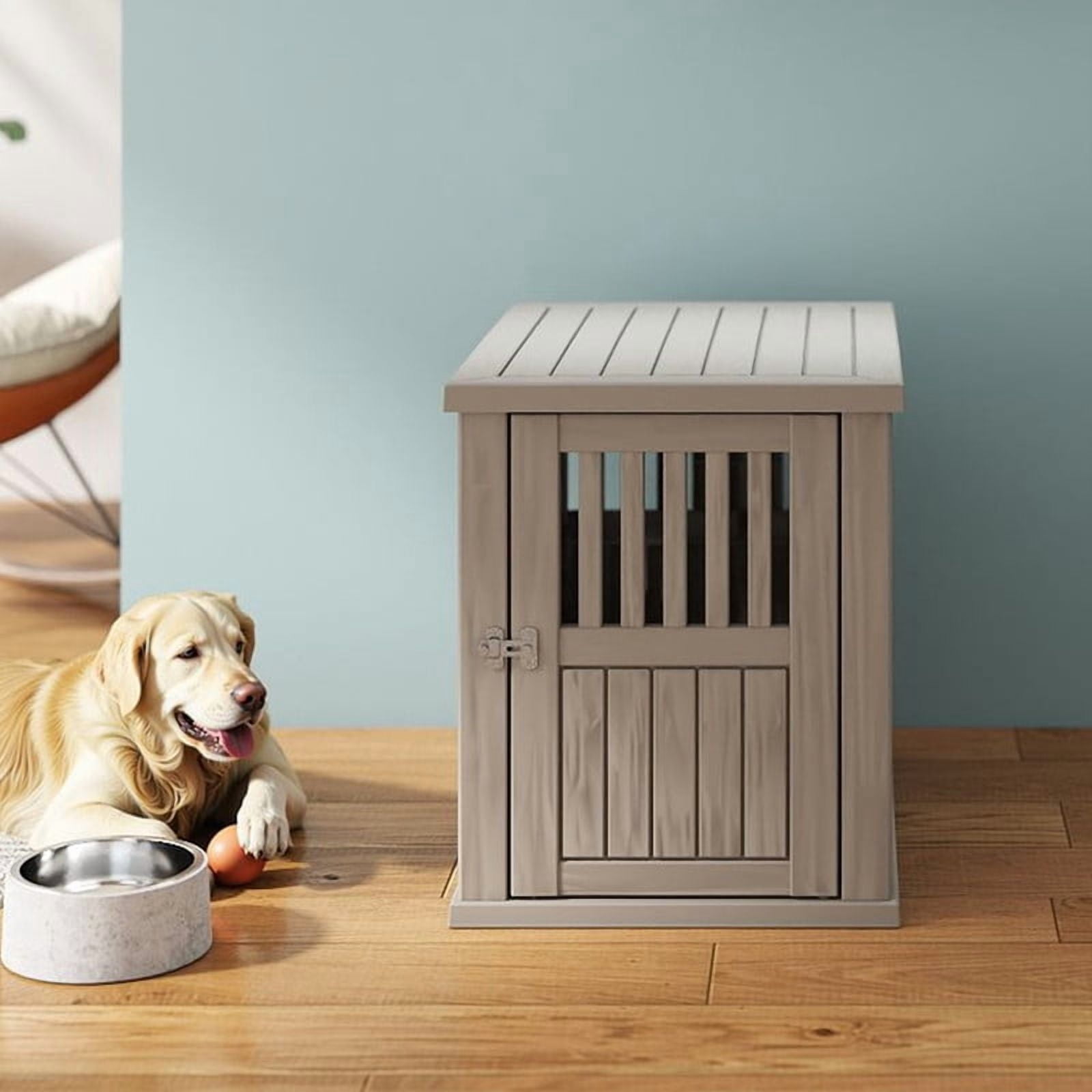 Yardgrace Large Dog Crates for Large Dogs, Indoor Outdoor Weatherproof Resin Dog Kennel with Roof and Elevated Floor (39.4"L x 28.4"W x 32.8"H, Coffee)