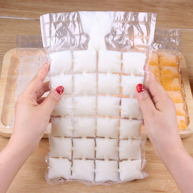Fiudx Bolsa de Hielo Desechable, Máquina para Hacer Cubitos de Hielo de 24 Rejillas, Fácil de Desmoldar, Molde Sin Necesidad de Limpieza, Ideal para Bebidas, Fiestas y Reuniones de Verano, Práctico p