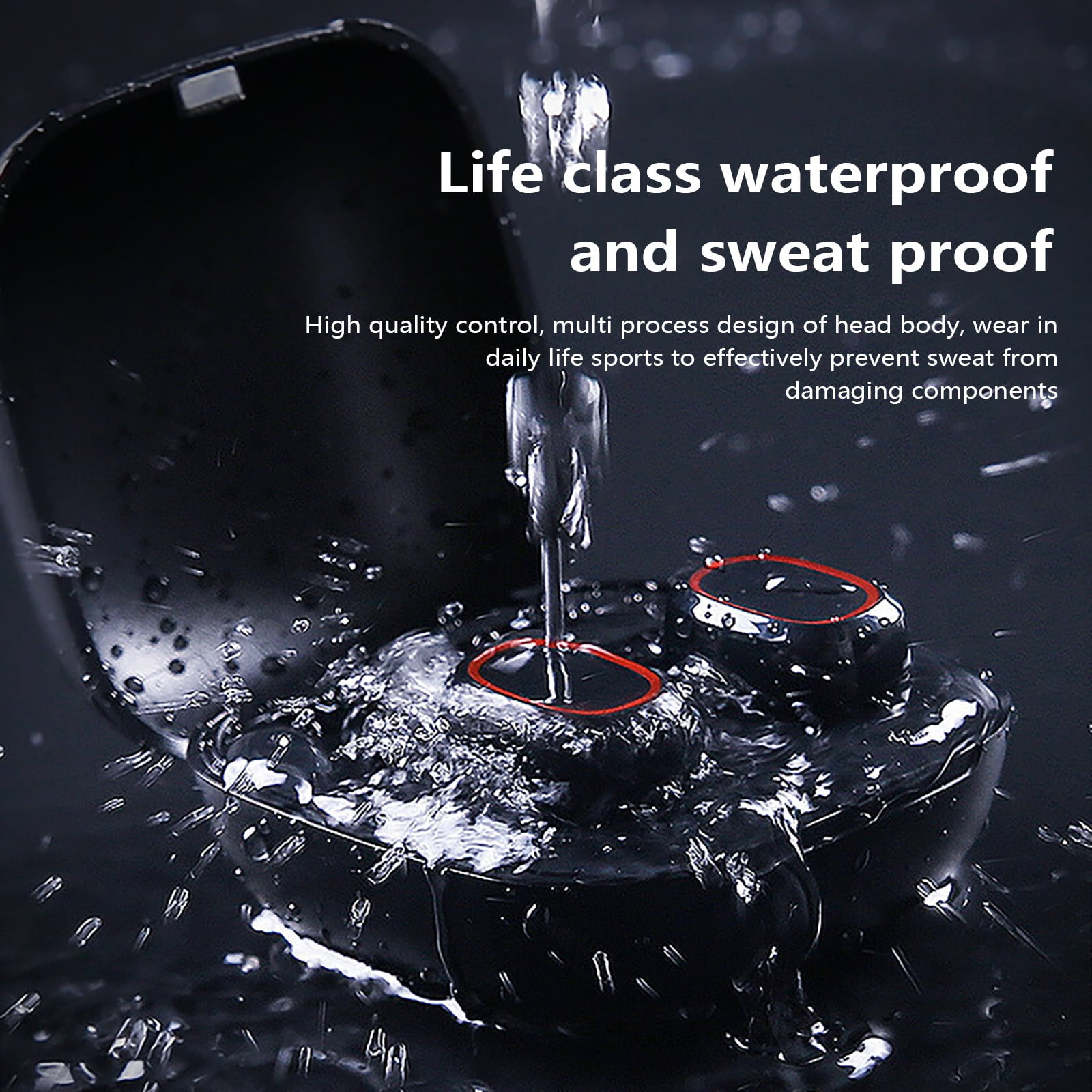 Wireless Earbuds, Bluetooth Earbuds Headphones Bass Stereo, IPX7 Waterproof Ear Buds with Mic LED Display, in Ear Earphones, 78H Playtime for Smartphone Laptop Pad Sports Workout,Black
