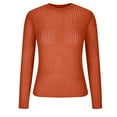 thumbnail image 3 of Samickarr Sheer Tops For Women Sexy See Through Crew Neck Sheer Mesh Top Knitted Sweater Solid Basic Long Sleeve Loose Fit Knit Pullover Jumper Top, 3 of 6