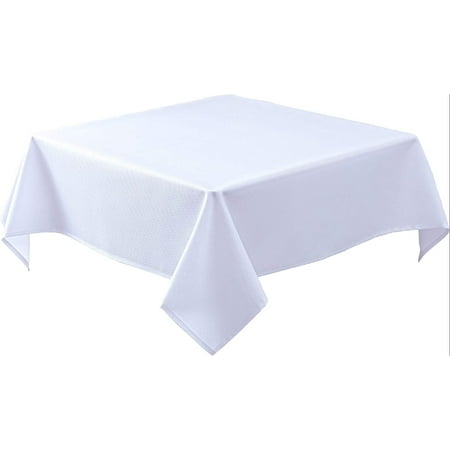 

Fabric Tablecloths 70 X 70 Inches Square White Water Resistant Tablecloths for Dining Kitchen Wedding and Parties etc. Machine Washable