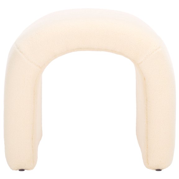 SAFAVIEH Kibo Modern Faux Shearling Ottoman, Cream