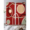 thumbnail image 3 of Abstract Geometric Lines Sheer Curtains 84 Inch Long 2 Panels, Circular Texture Red Brown Light Filtering Rod Pocket Semi Sheer Curtains, Sheer Voile Drapes for Living Room Bedroom, 52"x84", 3 of 5