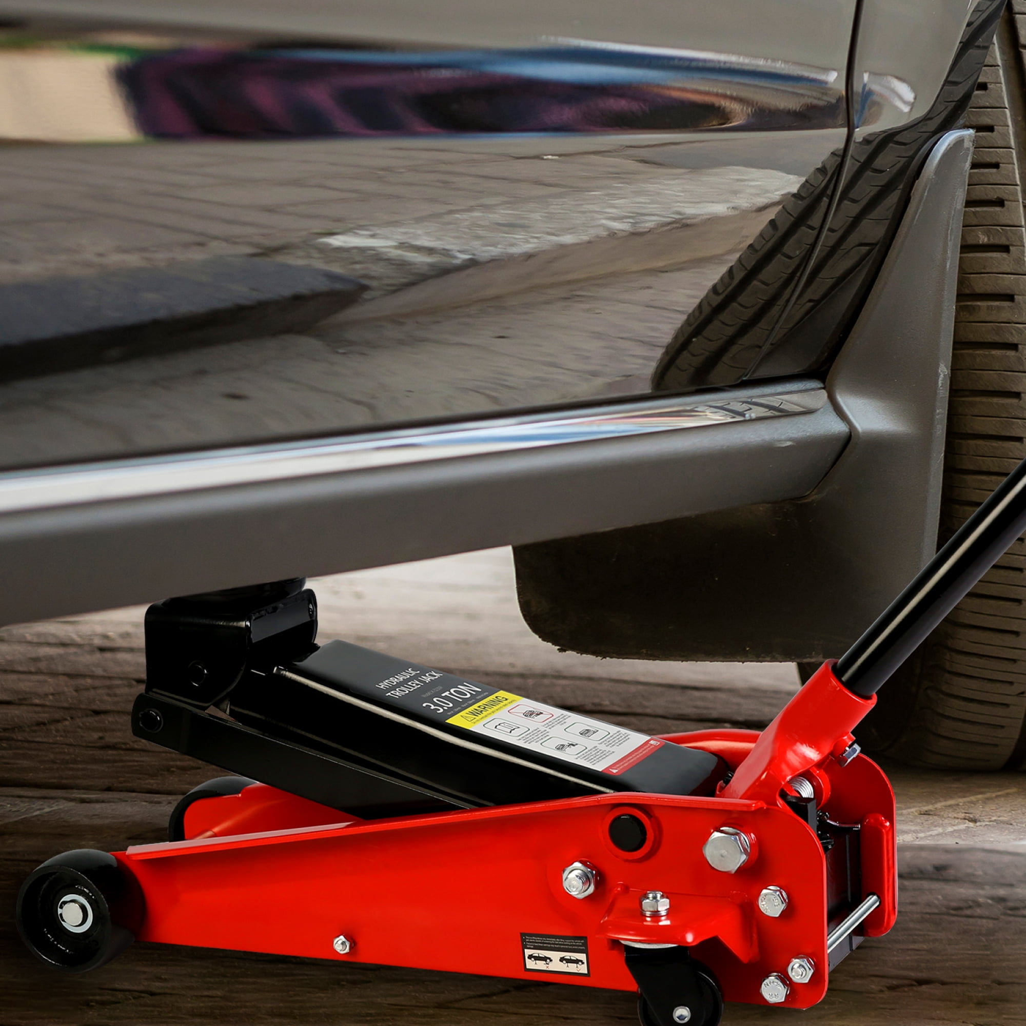Aukfa Low Profile Floor Jack 3 Ton with Single Piston Quick Lift Pump,Floor Jack Lifting Range 5.1"-20",Red