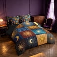 thumbnail image 2 of Homewish Sun Moon Patchwork Full Size Bedding Sets, Hippie Celestial Full Size Bed in a Bag, Black Reversible 7pcs, 2 of 7