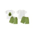 thumbnail image 2 of BemeyourBBs Toddler Baby Boy Football Avocado Bee Outfit Infant Boys Summer Clothes Embroidery Short Sleeve T shirt Top and Shorts Set Pockets, 2 of 9