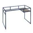 thumbnail image 2 of GZXS 48 Inch Home Office Glass Desk with Metal Frame & Wood Shelf, Modern Rectangular Writing Table Computer Desk, Easy to Assemble (Blue), 2 of 8