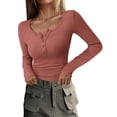 thumbnail image 1 of Camiseta PRETTYGARDEN Henley de manga larga de otoño 2024 para mujer, 1 of 9
