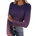 thumbnail image 3 of Loopsun Womens Fall Tops, Long Sleeve T Shirts for Women, Women's Fashion Casual Printing Round Neck Long Sleeve T-shirt Blouses Tops Purple, XXL, 3 of 5