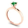 thumbnail image 2 of 0.5 ct Princess Cut Simulated Emerald Solitaire Engagement Ring for Women in 18K Rose Gold, 2 of 5