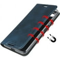 thumbnail image 3 of iPhone 7/8 Case with Wrist Strap, Classic PU Leather Wallet Case Slim Flip Folio with Card Holder,Kickstand Feature Magnet Closure Case Cover for iPhone 7/8,iPhone SE (2020 Edition),Navy Blue, 3 of 16