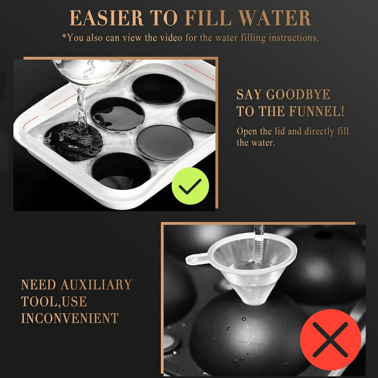 Whiskey Ice Ball Maker, [Easy to Fill & Release without Funnel