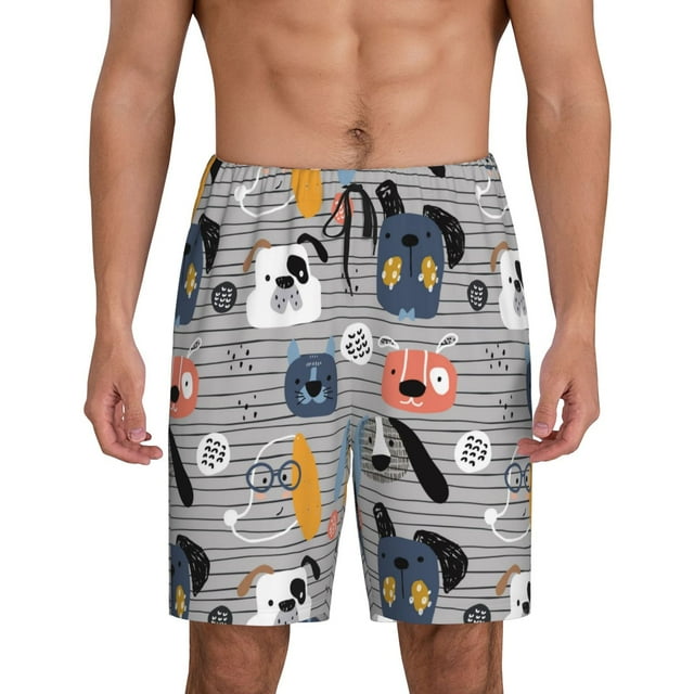 Fotbe Dog Pantalones Cortos de Pijama para Hombre, Ropa de Dormir, Pantalones de Pijama Cortos para Hombre-3X-Large