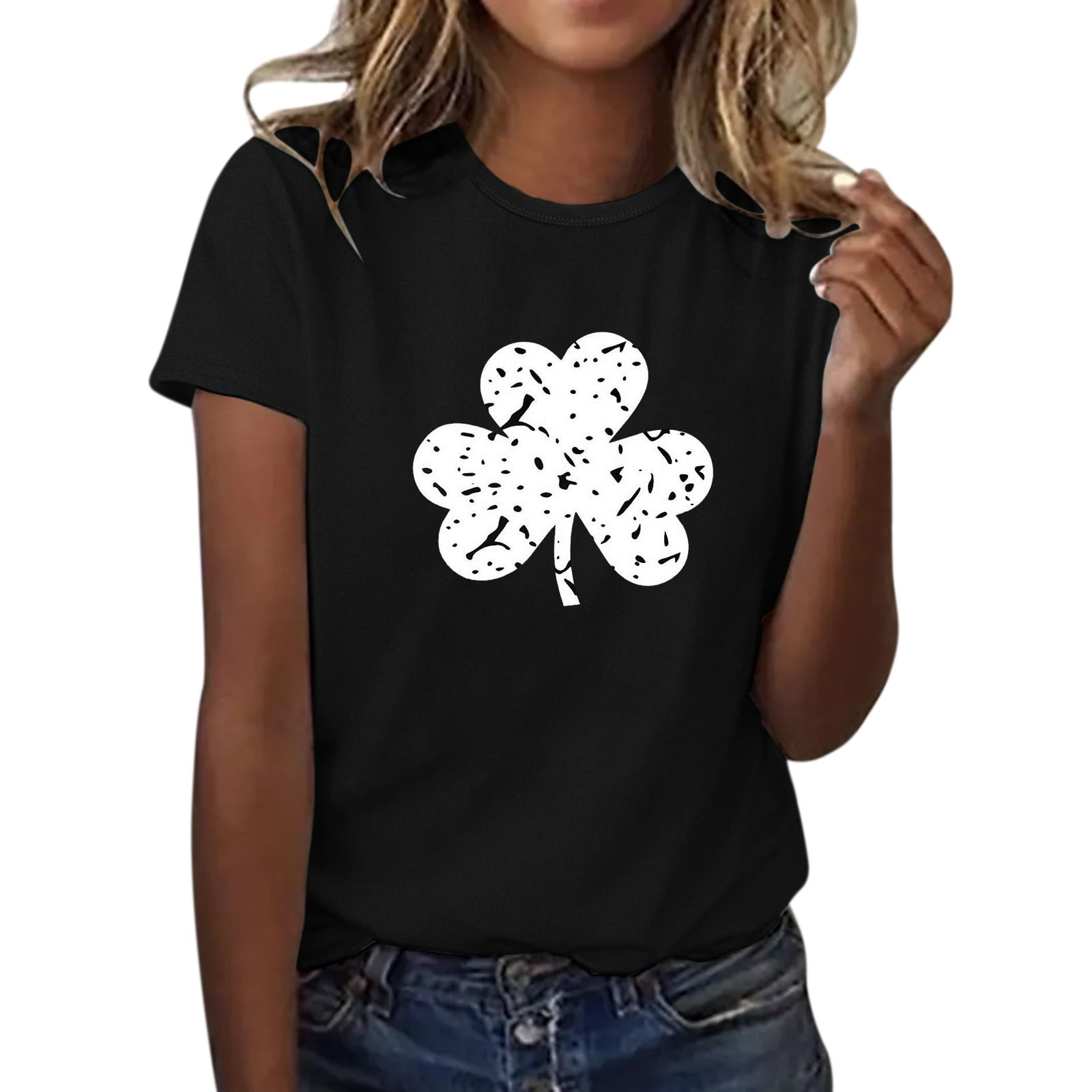 Women's St. Patrick's Day Shamrock T-Shirt - Lucky Clover Graphic Tee, Short Sleeve, Casual Fit (Sizes S-XXL)
