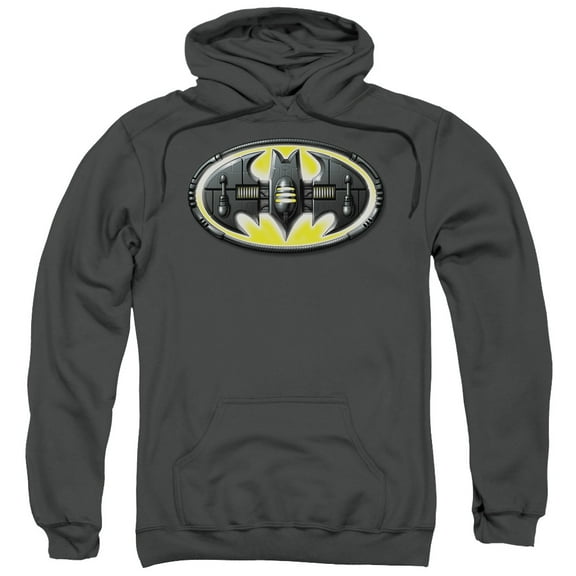 Batman Bat Mech Logo Adult Pullover Hoodie Sweatshirt Charcoal
