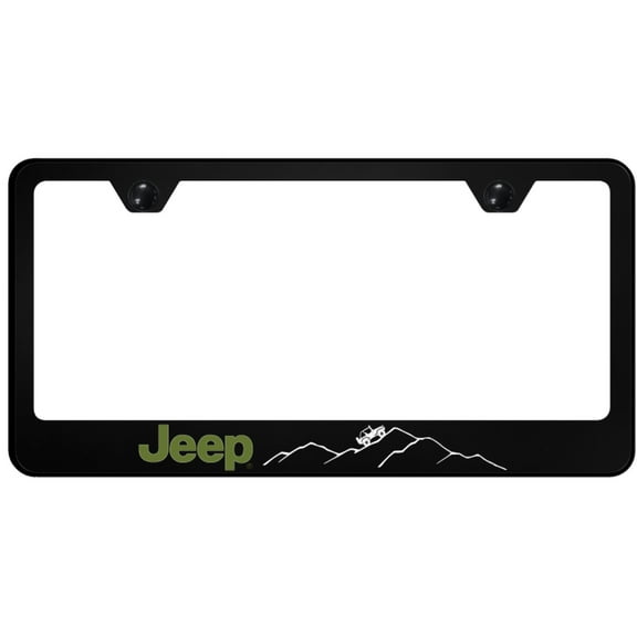 Jeep Green Mountain UV Print Polycarbonate License Plate Frame (Black)