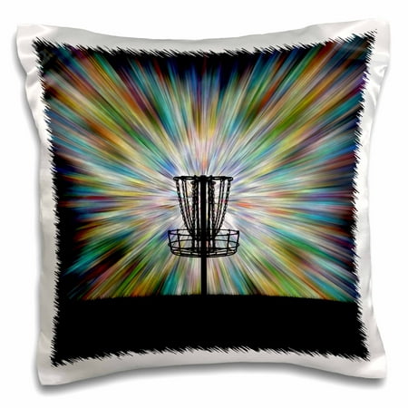 3dRose Disc Golf Basket Silhouette - starburst tie dye disc golf basket design - Pillow Case, 16 by