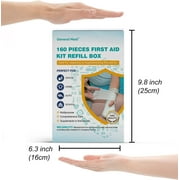 General Medi 160 Piece First Aid Kit Refill - Portable Replacement Medical Supplies, Basic Outdoor Essentials Survival Kit, for Office, Business, Home or car Boxes and cabinets