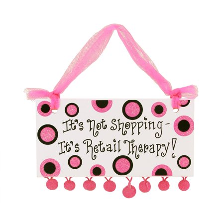 Kurt Adler 6 Fashion Avenue Its Not Shopping Its Retail Therapy Plaque Christmas Ornament Pink - 