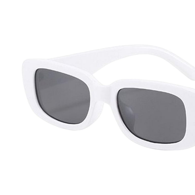Rectangle Sunglasses Men Retro Style Sunglasses Eyewear Portable Lightweight Chunky Sunglasses Sun Glasses for Backpacking Stage Performance White