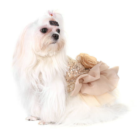 LAFGUR Summer Pet Cloth Small Dog Dress Puppy Sequined Princess Bubble Skirt Wedding Costume, Pet Summer Clothes, Puppy Princess