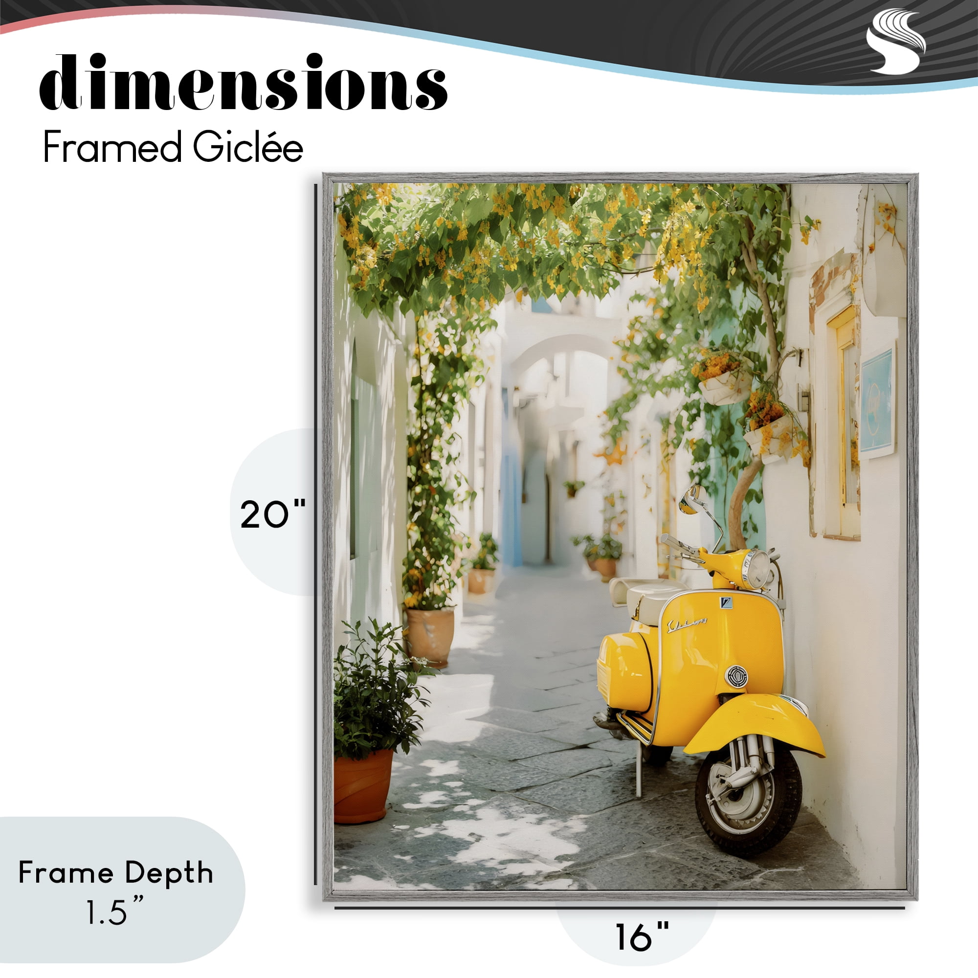 Stupell Industries Vacation Ride Through Alley Gray Framed Giclee Art, design by Franklyn Gregory