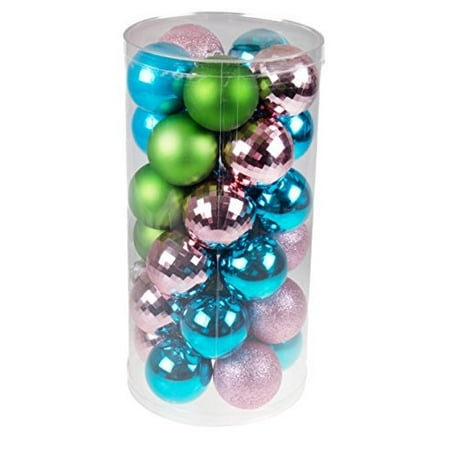 30 piece textured shatterproof christmas tree ornaments by clever creations green blue pink - Blue Christmas Tree Ornaments 30 piece textured shatterproof christmas tree ornaments by clever creations green blue pink - Blue Christmas Tree Ornaments