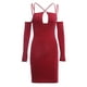 thumbnail image 1 of VISgogo Vestido ajustado de manga larga para mujer, correa de espagueti ahuecada Color sólido Cremallera trasera Fiesta de noche Club Boda de una sola pieza VISgogo moda, 1 of 8
