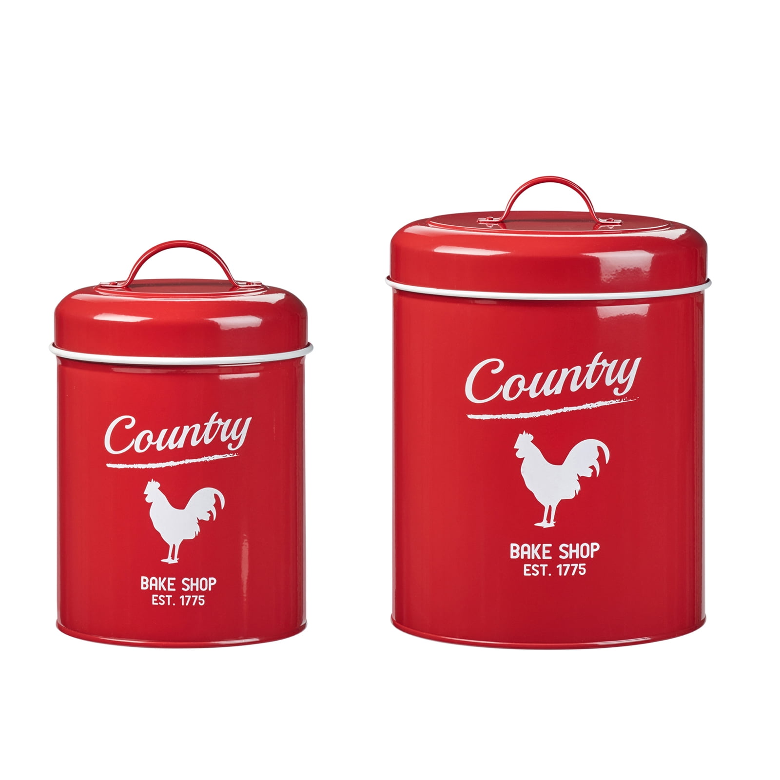 Country Rooster Storage Canisters, Assorted Set of 2