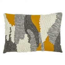 Saro Lifestyle Down Filled Boucle Yarn Appliqué Throw Pillow