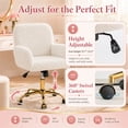 thumbnail image 6 of SESSLIFE Vanity Chair, Height Adjustable Velvet Makeup Chair, Comfy Home Desk Chair with Gold Legs, 360° Swivel Office Chair for Bedroom, White, 6 of 9