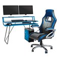 thumbnail image 3 of OSP Home Furnishings Glitch Battlestation Gaming Desk with Bluetooth RGB LED Lights, Blue, 3 of 5
