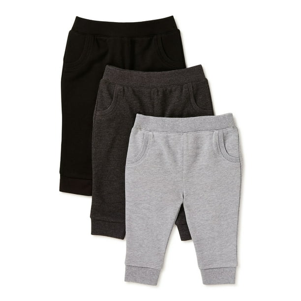 Garanimals Baby Boys' Basic Terry Jogger Pants, 3Pack, Sizes 0/3M24M
