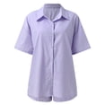 thumbnail image 3 of PEASKJP Short Sets for Women Casual Summer Women's Shirt Set Short Sleeve Button Down Casual Hippie Holiday Beach T-Shirts Shorts Outfits (Purple,L), 3 of 4