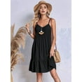 thumbnail image 3 of Women'S Summer Dress 2025 Spaghetti Strap Sleeveless V Neck Casual Swing Sundress Black S, 3 of 6