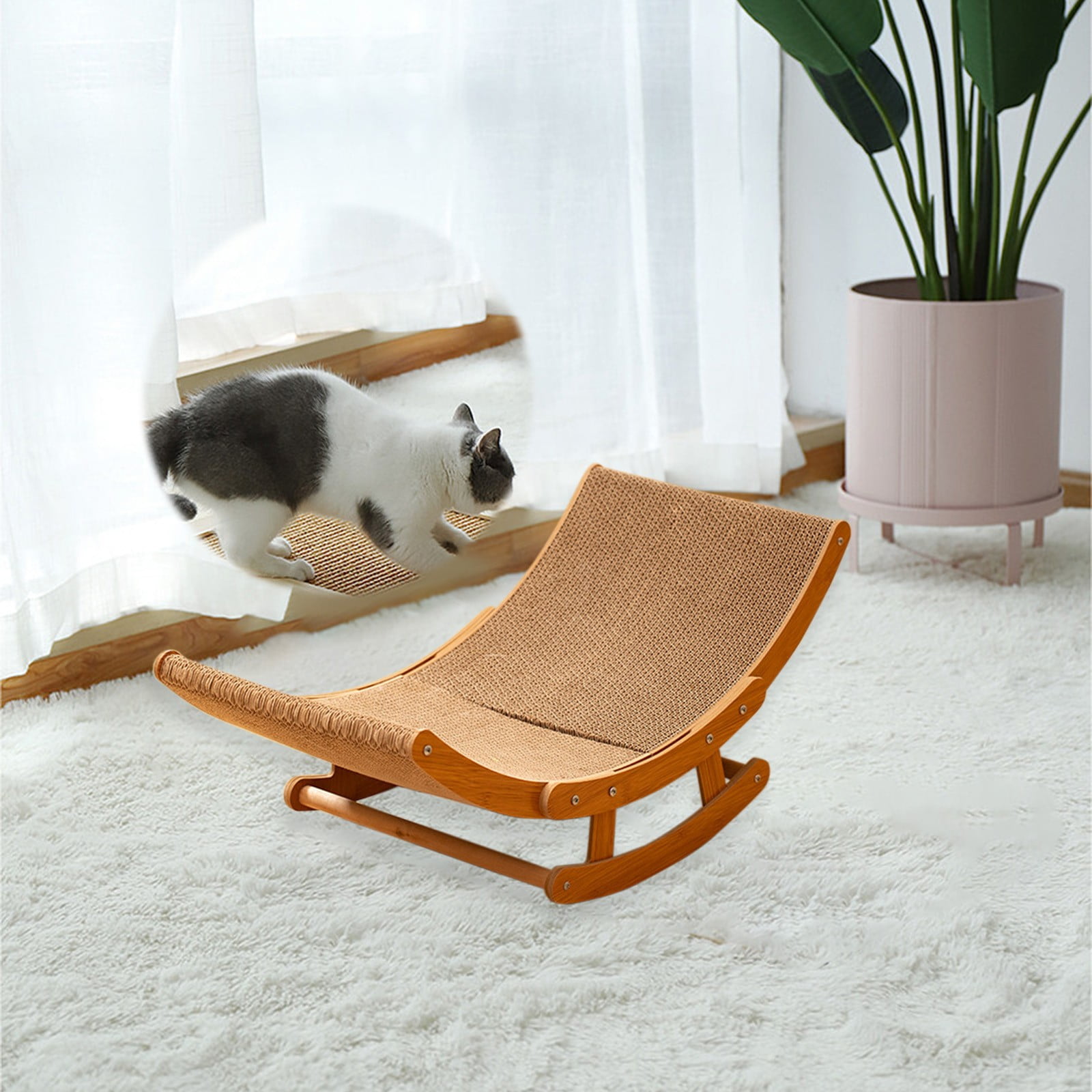 Qholemyo Corrugated Cardboard Cat Scratcher Shaking Bed Interactive Cat Toys Claw Grinding Pet Toys All Season Use