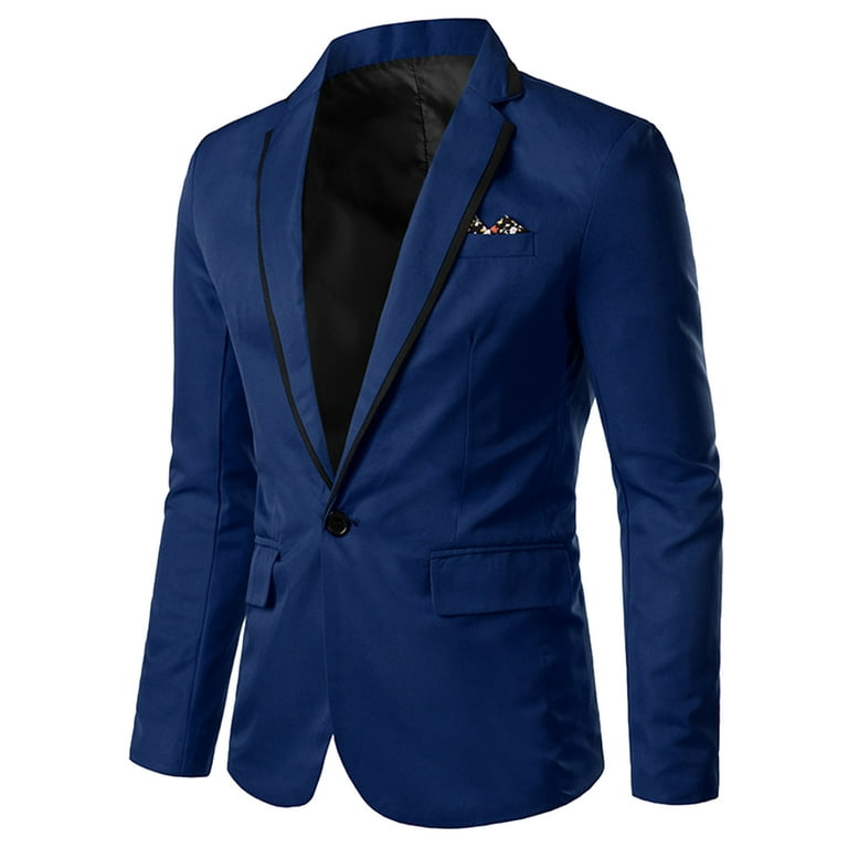 kpoplk Mens Black Blazer, Men's Casual Blazer Jacket Slim Fit Sport Coats  Lightweight One Suit Jacket(Blue,3XL)