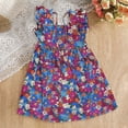 thumbnail image 2 of gdxvjhbj Robe Soleil pour Fille Robe pour Tout-Petit Bébé Fille Vêtements de Rentrée Manches Courtes Robes Smockées 3T 4T (Rouge, 3-4 Ans), 2 of 7