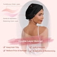 thumbnail image 3 of HBlife Adjustable Silk Satin Hair Bonnet for Sleeping Women,Double Layer,Night Turban for Large Long Curly Braid Women Men Hair - Black, 3 of 6