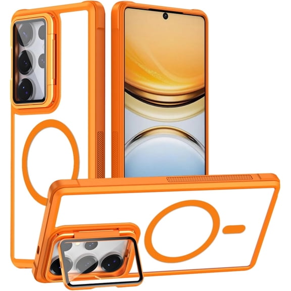 REQO Clear Case Compatible with Samsung Galaxy S26 Ultra with Lens Stand,Magnetic Camera Lens Protector Anti Scratch-Resistant Crystal Transparent Back Cover for Galaxy S26 Ultra